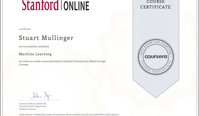 Stanford Machine Learning certificate