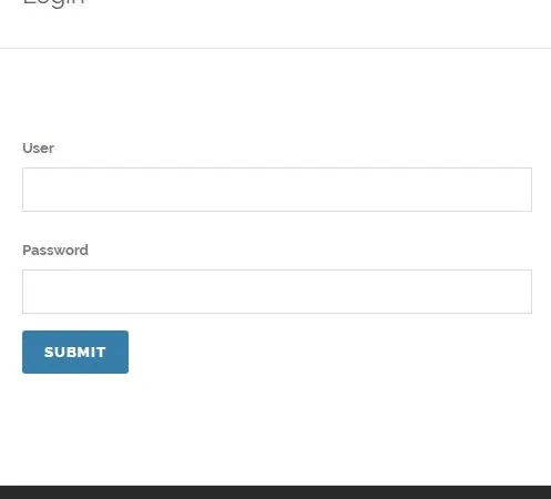 Login form, with user and password fields